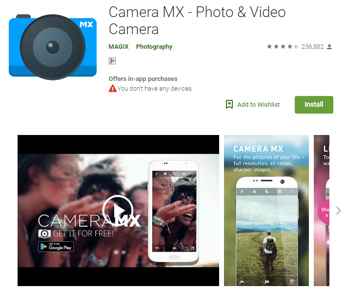 Camera MX android app