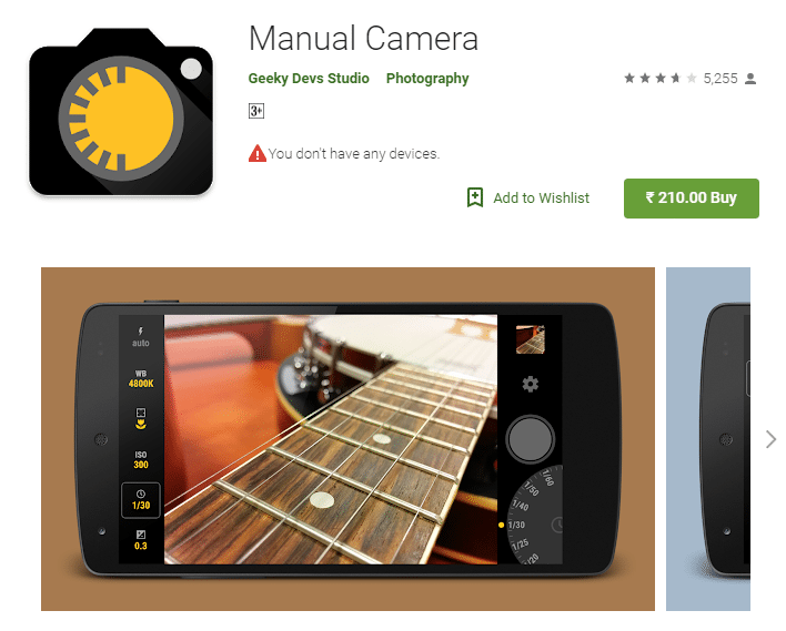 Manual Camera android app