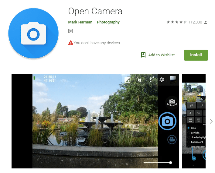Open Camera android app